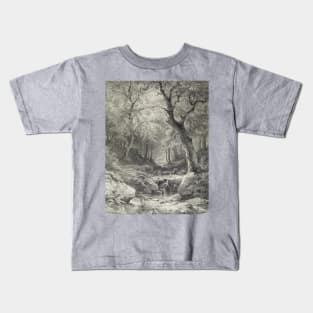 Forest Scene Pencil Illustration Kids T-Shirt